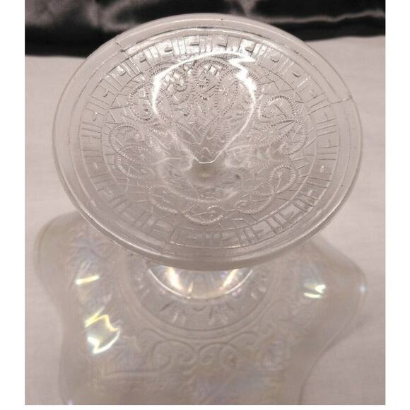 Antique Northwood Hearts and Flowers Iridescent Carnival Pedestal Compote Dish - Picture 8 of 10